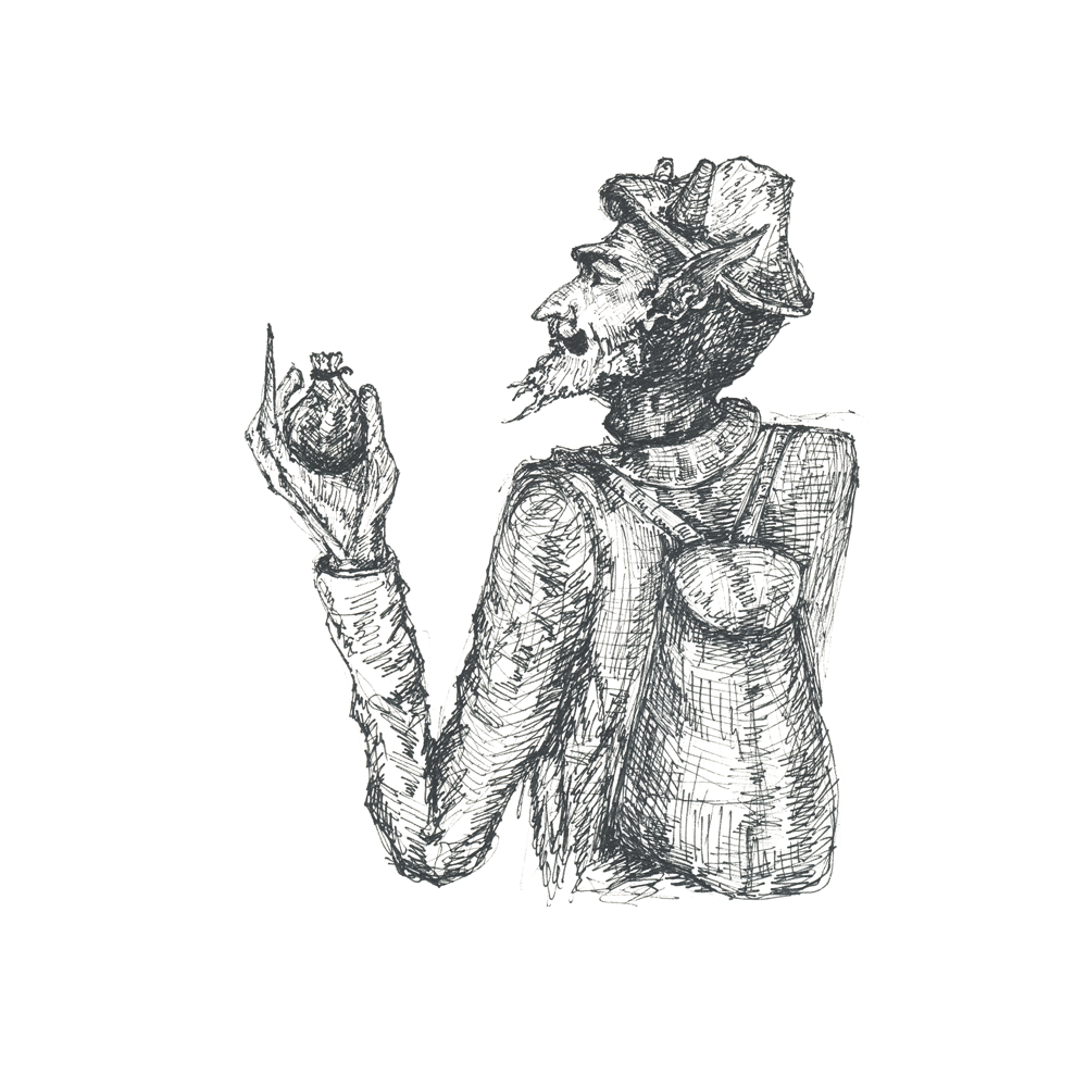 Der Teufel und die Sennerin - Illustration: Klara Naynar Eine Illustration des Teufels, verkleidet als Graf von Klara Naynar